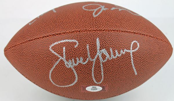 49ers Greats: Montana Rice & Young Signed Composite Model Football