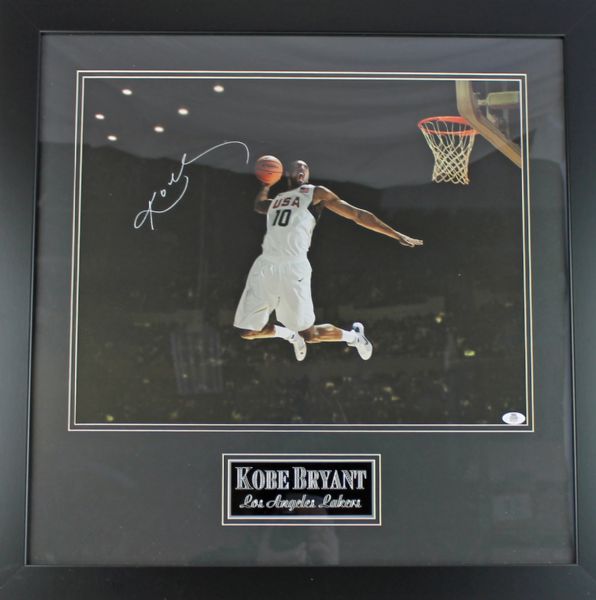 Kobe Bryant Signed 16" x 20" Canvas Print (Team USA) in Custom Framed Display