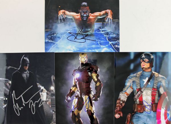 Superheroes Signed 8x10 Photo Lot with Downey, Bale, etc. (6 Photos)