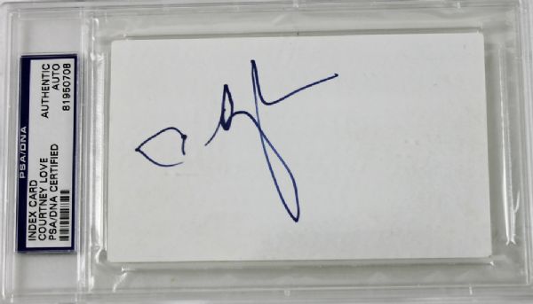 Courtney Love Signed 3" x 5" Card (PSA/DNA Encapsulated)