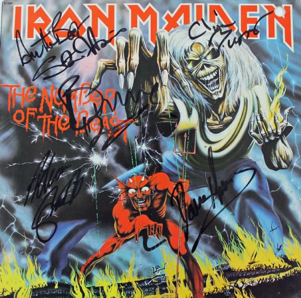 Iron Maiden Group Signed Record Album - "The Number of The Beast"