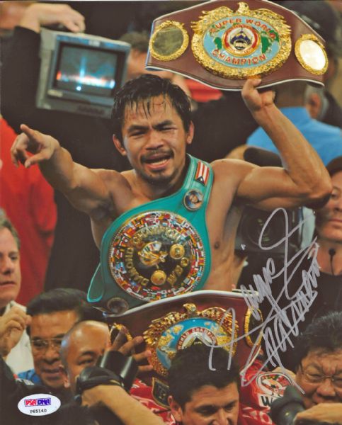 Manny Pacquiao Signed 8" x 10" Color Photo (A)(PSA/DNA)