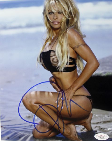 Pamela Anderson Super Sexy Signed 8" x 10" Color Photo (JSA)