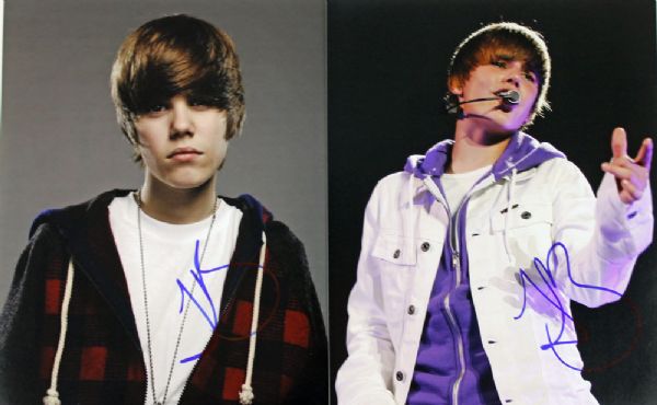 Justin Bieber: Lot of Two (2) Signed 8" x 10" Color Photos
