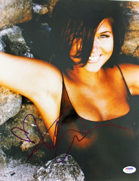 Tiffani Amber Thiessen Signed 11" x 14" Color Photo in See-Thru Top! (PSA/DNA)
