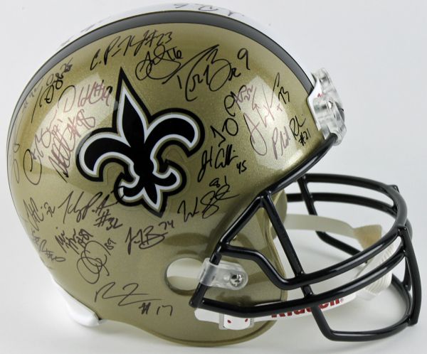 2011 New Orleans Saints Team Signed Full Sized Helmet (35+ Sigs)