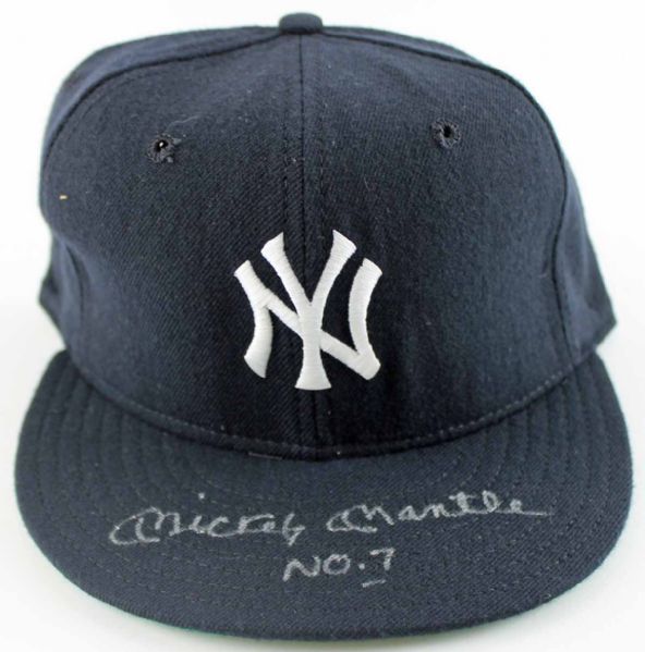 Mickey Mantle Signed NY Yankees New Era Baseball Cap w/"No. 7" Inscription (JSA)
