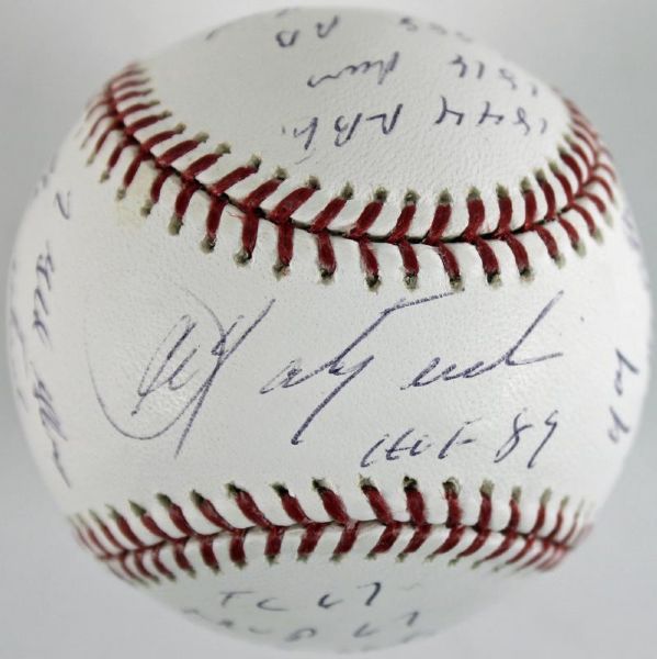 Carl Yastrzemski Signed OML "Stat" Baseball with 17 Handwritten Inscriptions! (PSA/DNA)