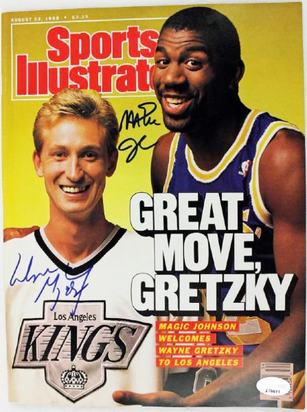 Wayne Gretzky & Magic Johnson Signed August 1988 Sports Illustrated (PSA/DNA)