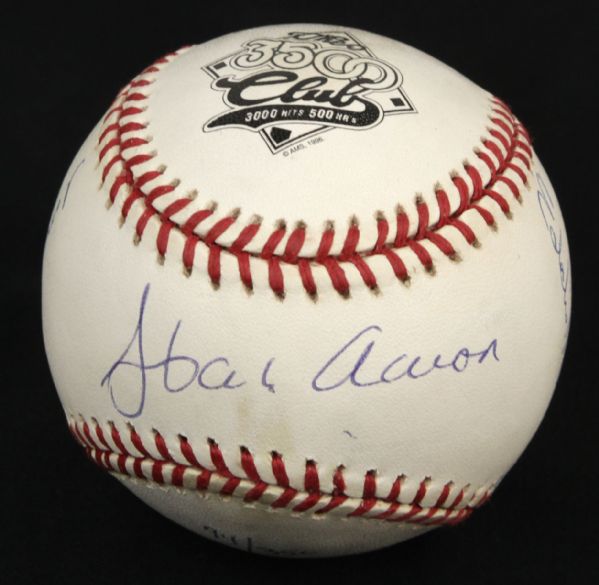 The 3500 Club (3,000 hits/500 hrs) Multi Signed ONL (White) Baseball with Aaron, Murray & Mays (PSA/DNA)