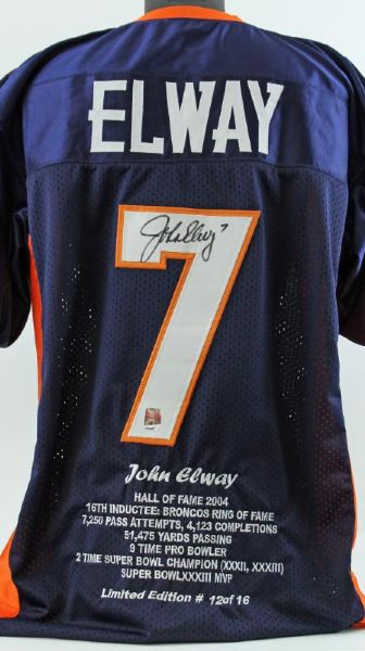 John Elway Signed Broncos Limited Edition Jersey with Embroidered Career Stats (PSA/DNA)