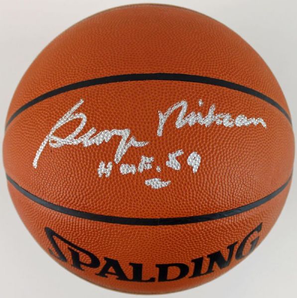George Mikan Signed NBA Leather Game Model Basketball with "HOF 59" Insc. (PSA/DNA)