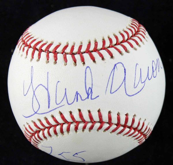 Hank Aaron Signed OML Baseball with "755" Inscription (Steiner & PSA/DNA)