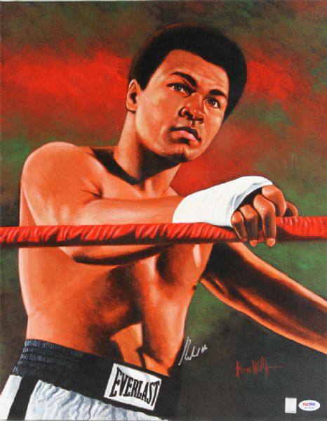 Muhammad Ali Signed Original Ron Wolf Acrylic Painting on Canvas (PSA/DNA & MAE Certified)