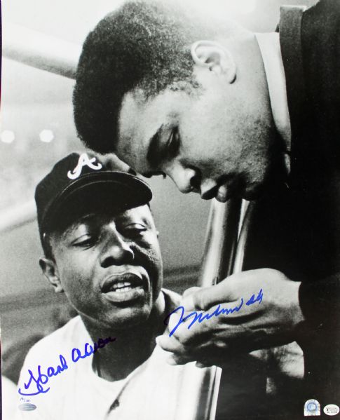 Muhammad Ali & Hank Aaron Rare Dual Signed 16" x 20" Ltd Ed Photograph (Steiner, MLB & Online Authentics)