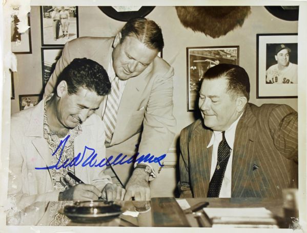 Ted Williams Signed Original 6" x 8" Photograph (Signing Contract with Red Sox)