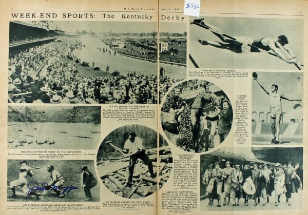 Joe DiMaggio Rare Signed May 1936 Mid West Pictorial Magazine w/Image from First Game!
