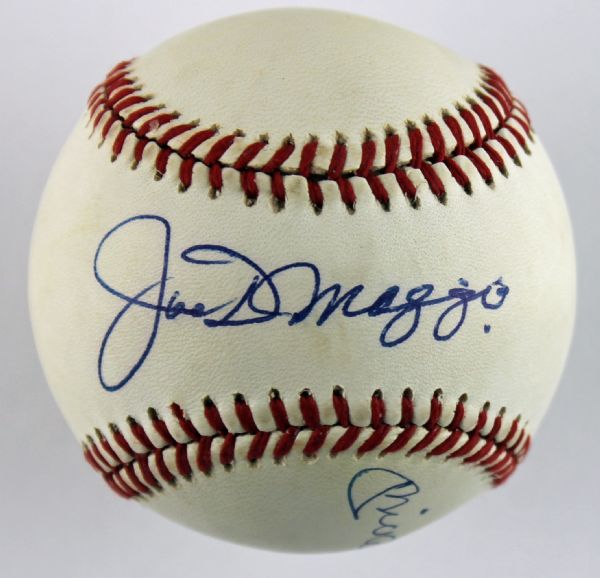 Mickey Mantle & Joe DiMaggio Dual Signed OAL Baseball (PSA/DNA)
