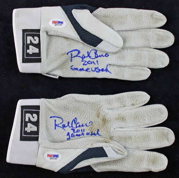 Robinson Cano 2011 Game Used & Signed Personal Model Batting Gloves (PSA/DNA)