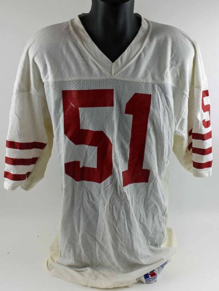 Randy Cross 1980s Game Worn & Signed 49ers Jersey with Team Repairs