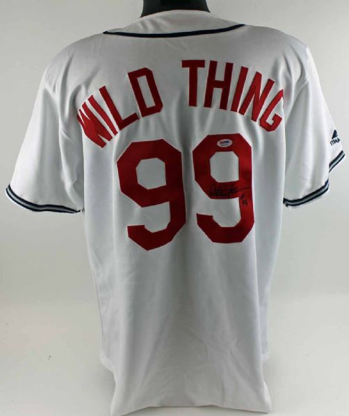 Charlie Sheen Signed "Wild Thing #99" Custom Indians Jersey (PSA/DNA)
