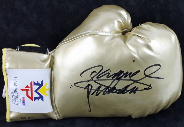 Manny Pacquiao Signed Team Pacquaio Gold Model Boxing Glove (PSA/DNA)