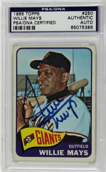 1965 Topps Willie Mays #250 AUTOGRAPHED (PSA/DNA Encapsulated)