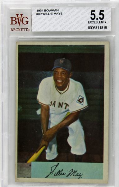 1954 Bowman Willie Mays #89 BVG Graded Excellent + 5.5