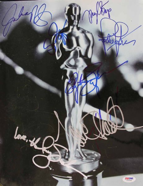 Oscar Best Actress Signed 11" x 14" Photo with Liz Taylor, Roberts, Foster etc. (8 Sigs)(PSA/DNA)