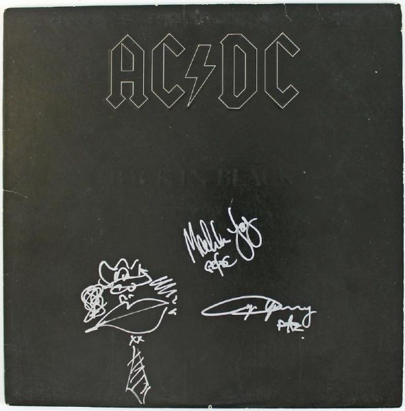 AC/DC: Angus & Malcolm Young Signed "Back in Black" Album with Angus Self Portrait Sketch! (JSA & PSA/DNA)