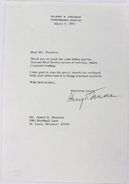 President Harry S. Truman Signed Typed Letter c.1951 (PSA/DNA)