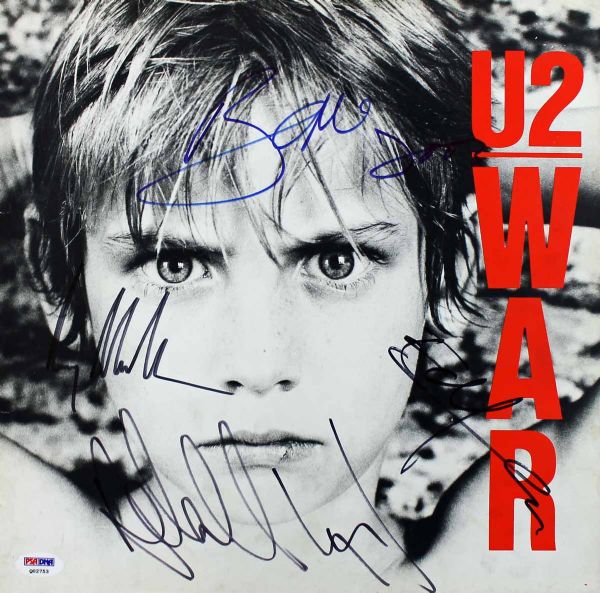 U2 Group Signed Album: "War" (4 Sigs)(PSA/DNA)