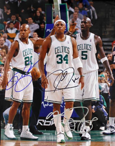 Celtics: Garnett, Pierce & Allen Signed 11" x 14" Color Photo