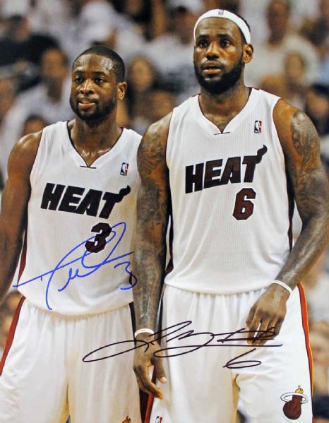 LeBron James & Dwyane Wade Signed 11" x 14" Color Photo