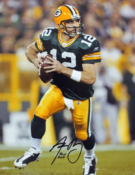 Aaron Rodgers Signed 11" x 14" Color Photo with "XLV MVP" Inscription