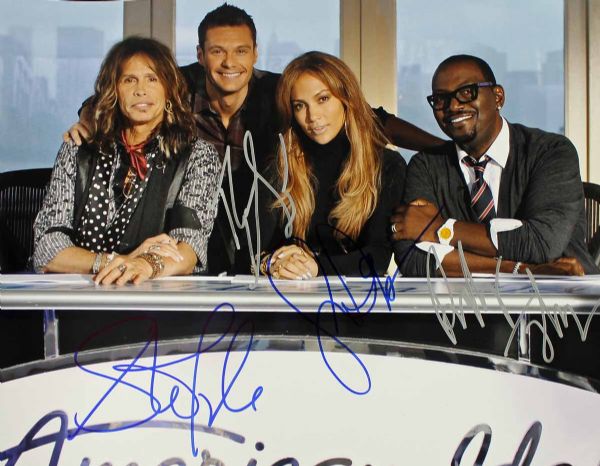 American Idol Cast Signed 11" x 14" Color Photo w/Seacrest, Tyler, Lopez & Jackson