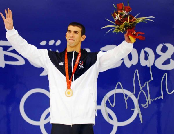 Michael Phelps Signed 11" x 14" Color Photo