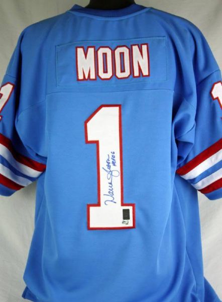 Warren Moon Signed Houston Oilers Pro Style Jersey with "HOF 06" Inscription (Moon Hologram)
