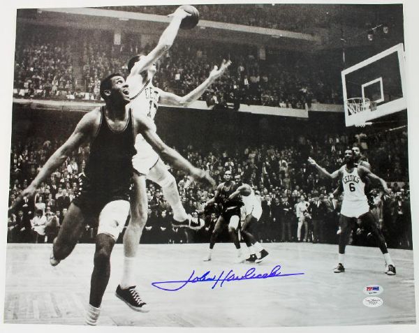 John Havlicek Signed 16" x 20" B&W Photo (JSA & PSA/DNA)