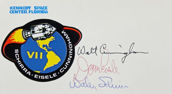Apollo 7 Crew Signed Commemorative Cachet Cover with Schirra, Cunningham & Eisele