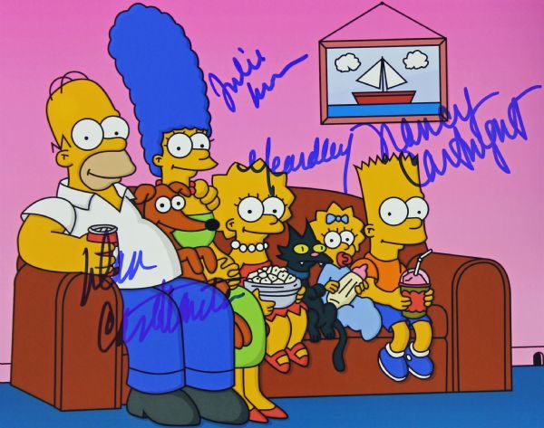 The Simpsons: Cast of Voices Signed 8" x 10" Color Photo (4 Sigs)
