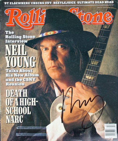 Neil Young Signed June 1988 Rolling Stone Magazine