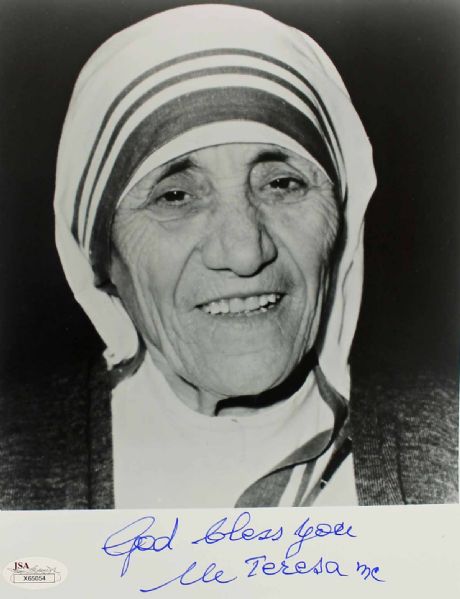 Mother Teresa Signed 8" x 10" B&W Photo with "God Bless You" Insc. (JSA)