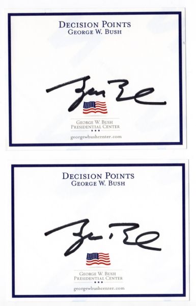 George W. Bush: Lot of Two (2) Signed "Decision Points" Bookplates