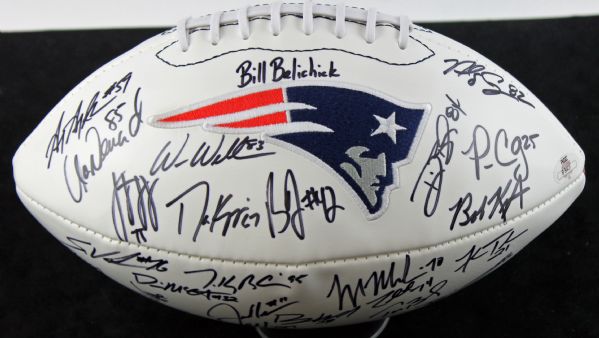 2011 New England Patriots Team Signed Logo Model Football
