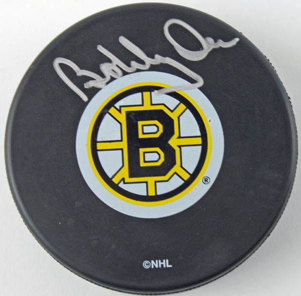 Bobby Orr: Lot of Two (2) Signed Boston Bruins Signed Hockey Pucks