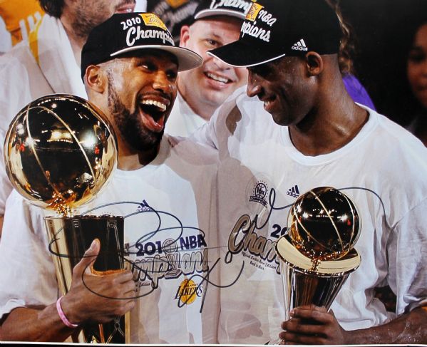 Kobe Bryant & Derek Fisger Dual Signed 11" x 14" Color Photo