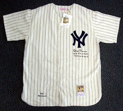 Don Larsen Signed Mitchell & Ness Yankees Jersey with "WS PG 10-8-56, 56 WS MVP" Insc. (PSA/DNA)