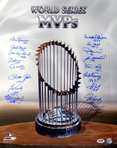 World Series MVPs Multi Signed 16x20 Photo with Rose, Glavine, Molitor, etc. (PSA/DNA)
