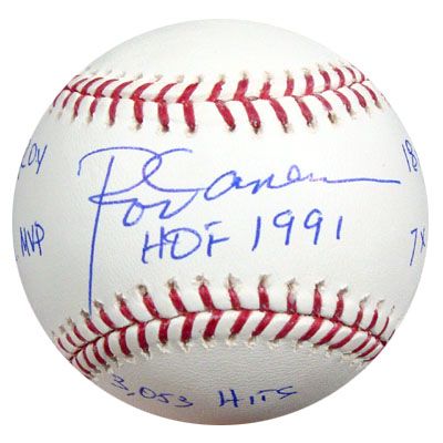 Rod Carew Signed OML Baseball with 6 Handwritten Career Stats (PSA/DNA)